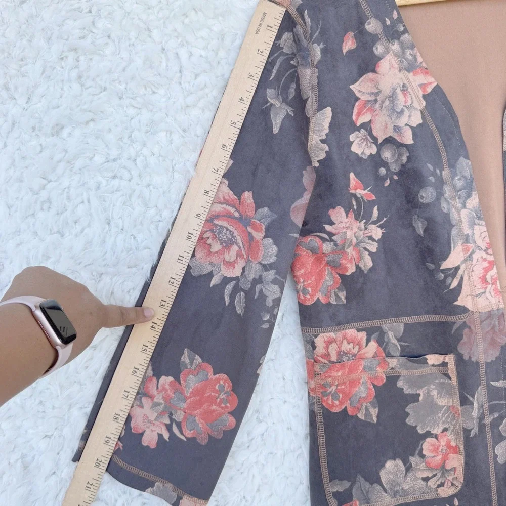 Philosophy Republic Clothing Sz‎ S Faux Leather Floral Kimono Cardigan Coat Boho